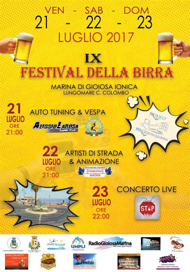 locandina ix festival della birra organizzato dalla pro loco per gioiosa marina a marina di gioiosa ionica